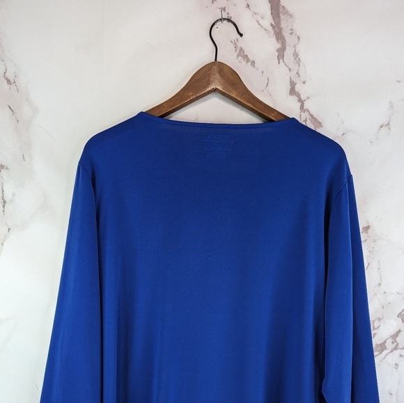 Chicos Shirt Women 3 XL Royal Blue Ultimate Tee Flowy Asymmetric Long Sleeve - Picture 6 of 11